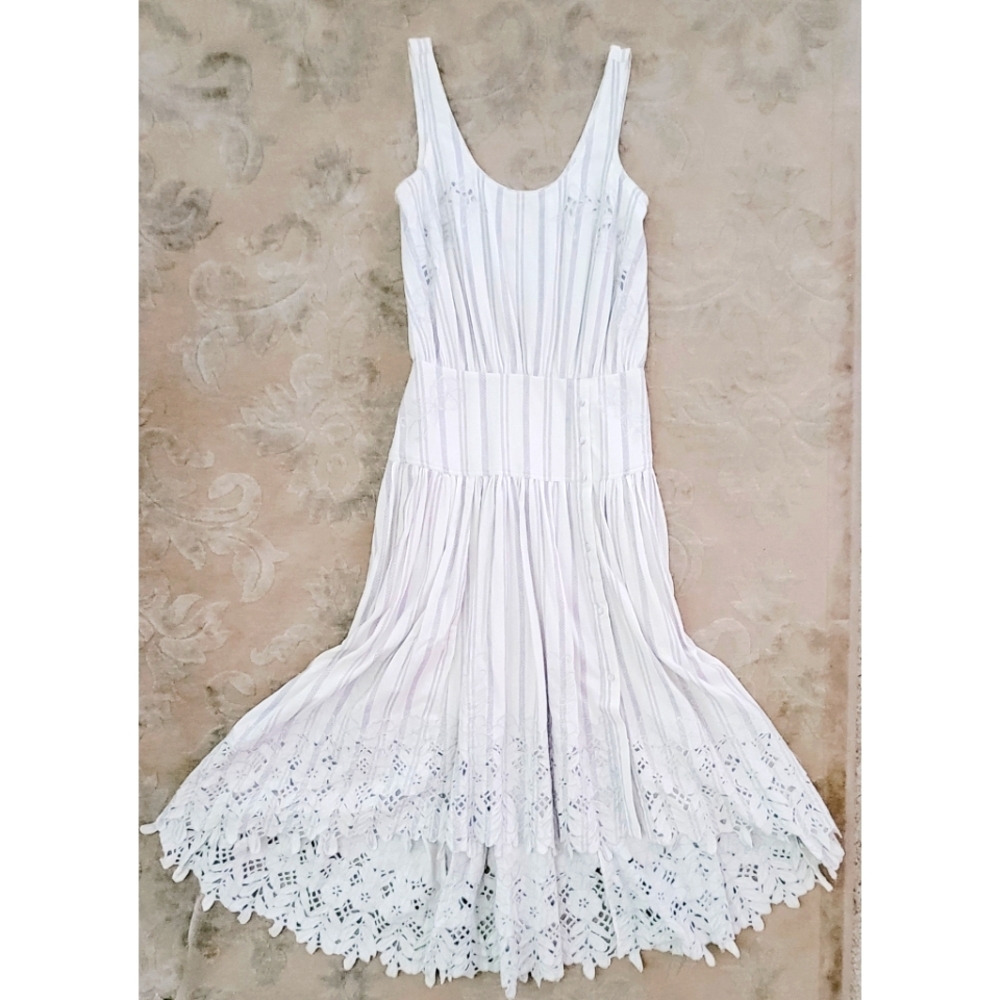Free people lace linen dress, XS, blue drop waist